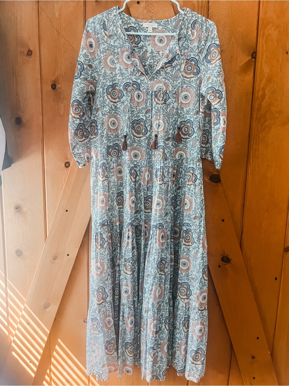 Pink Chicken Floral Maxi Dress in Teal, Coral, and Navy
